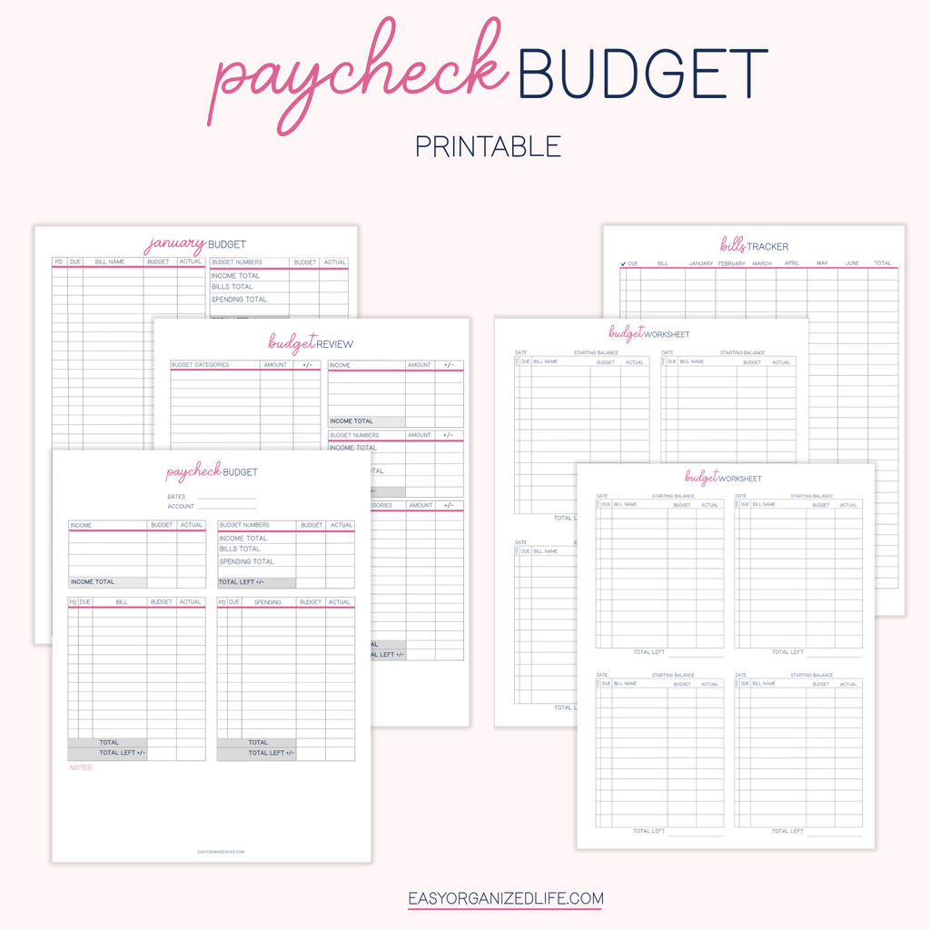 Paycheck Budget Planner | Pink | Printable