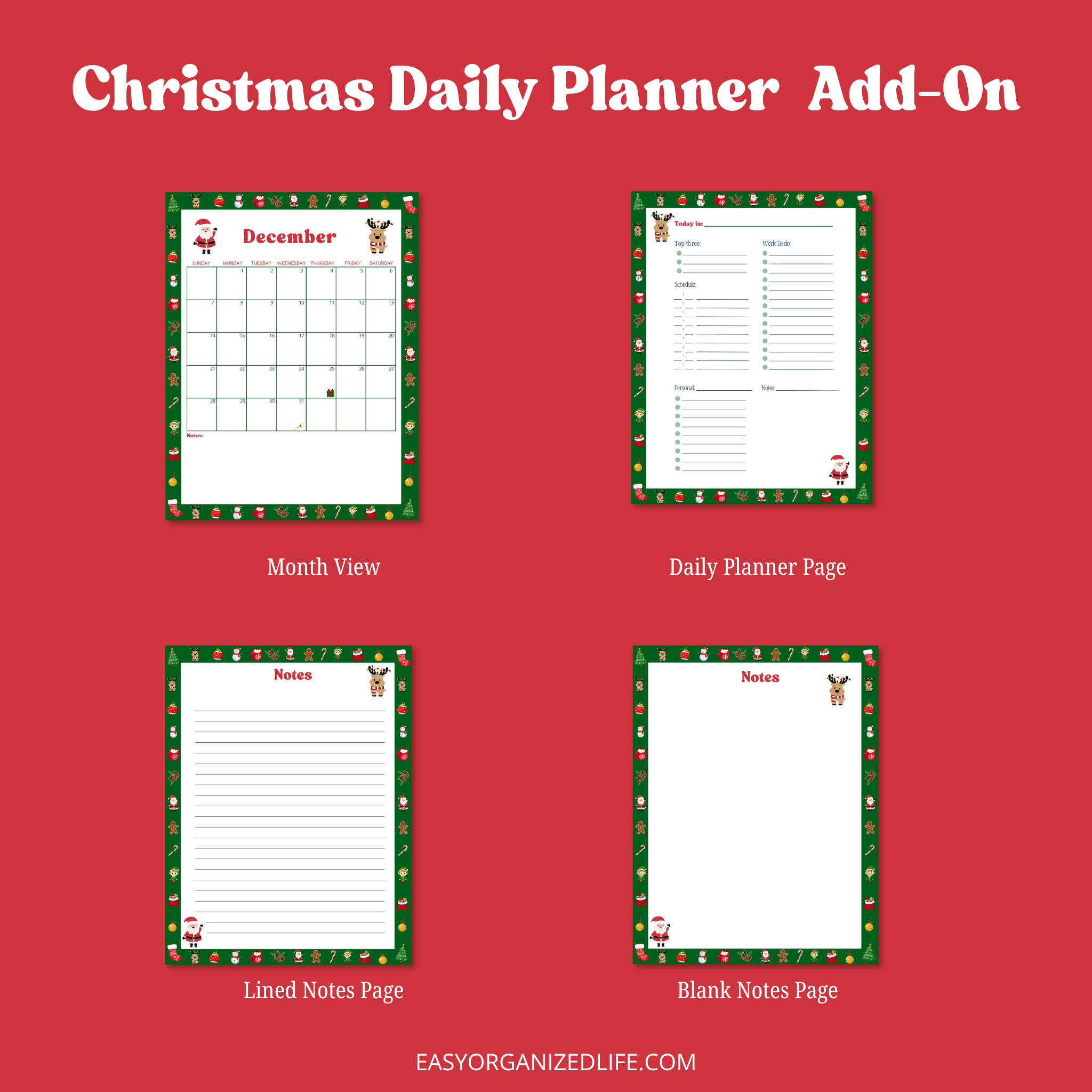 Christmas Daily Planner Add-On | Disc Planner | December | Printable