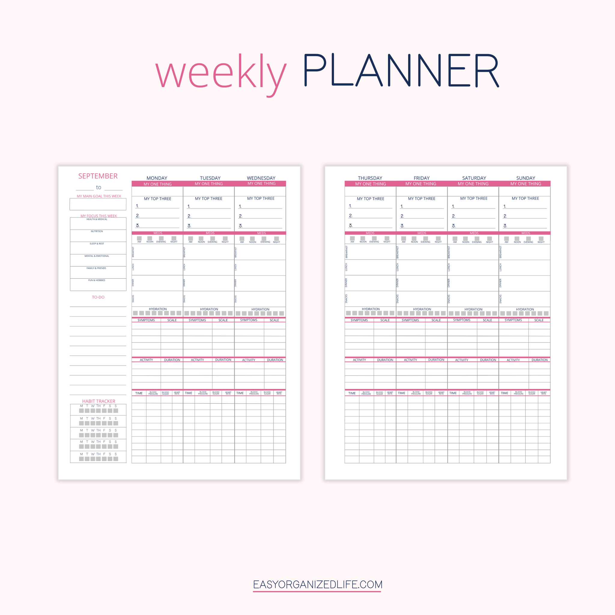 Chronic Illness Health Printable Planner | Medical Binder