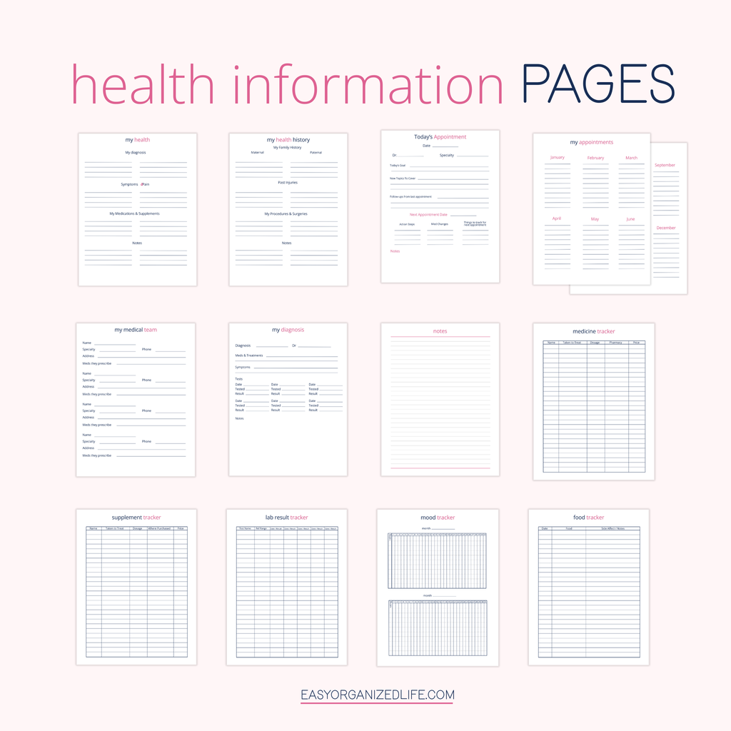 Chronic Illness Health Printable Planner | Medical Binder