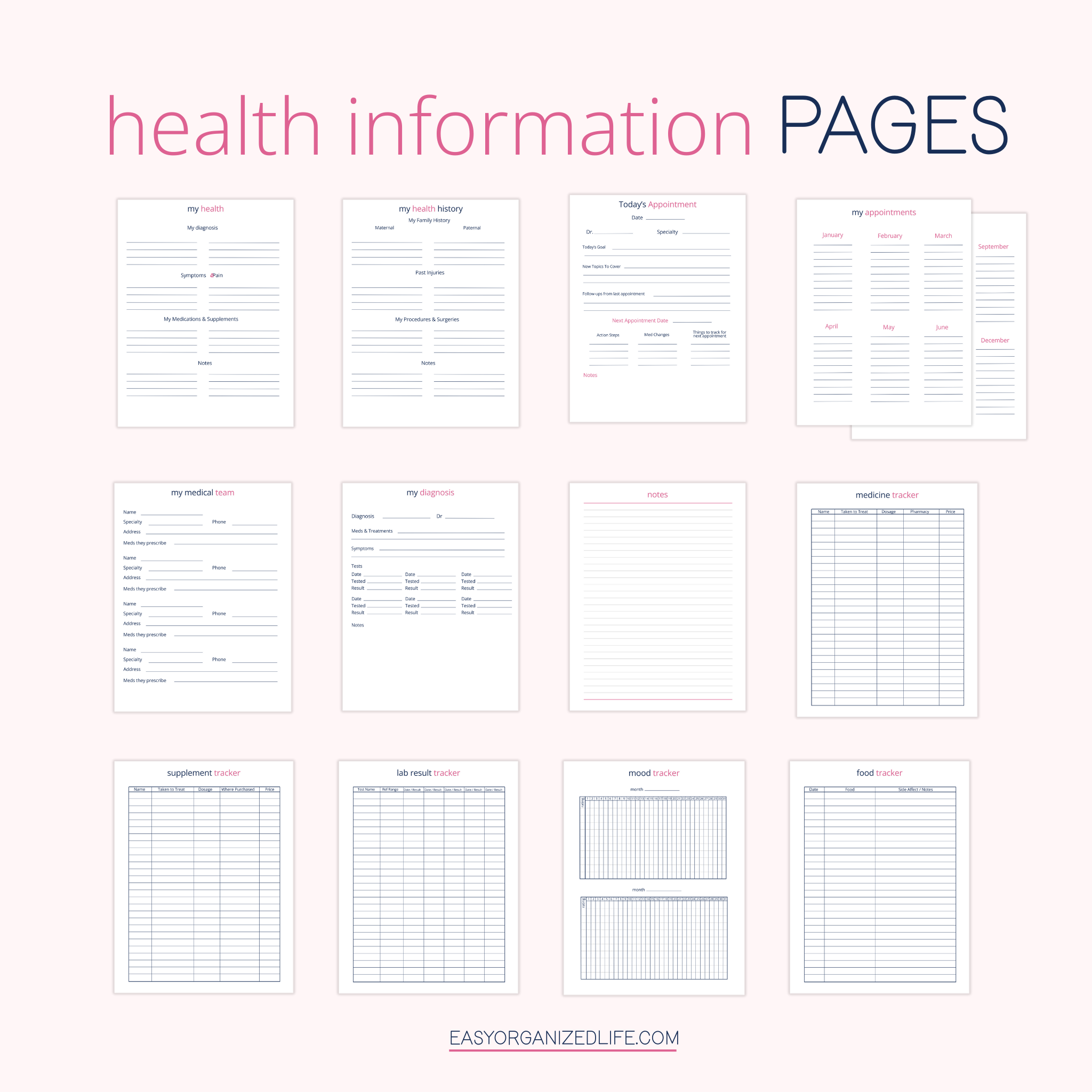 Chronic Illness Health Printable Planner | Medical Binder