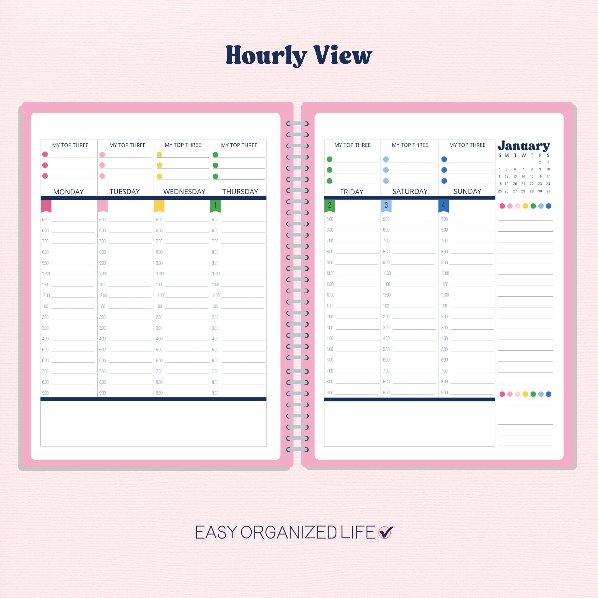 2026 Hourly Printable Planner | Weekly | Disc Planner | Work Planner