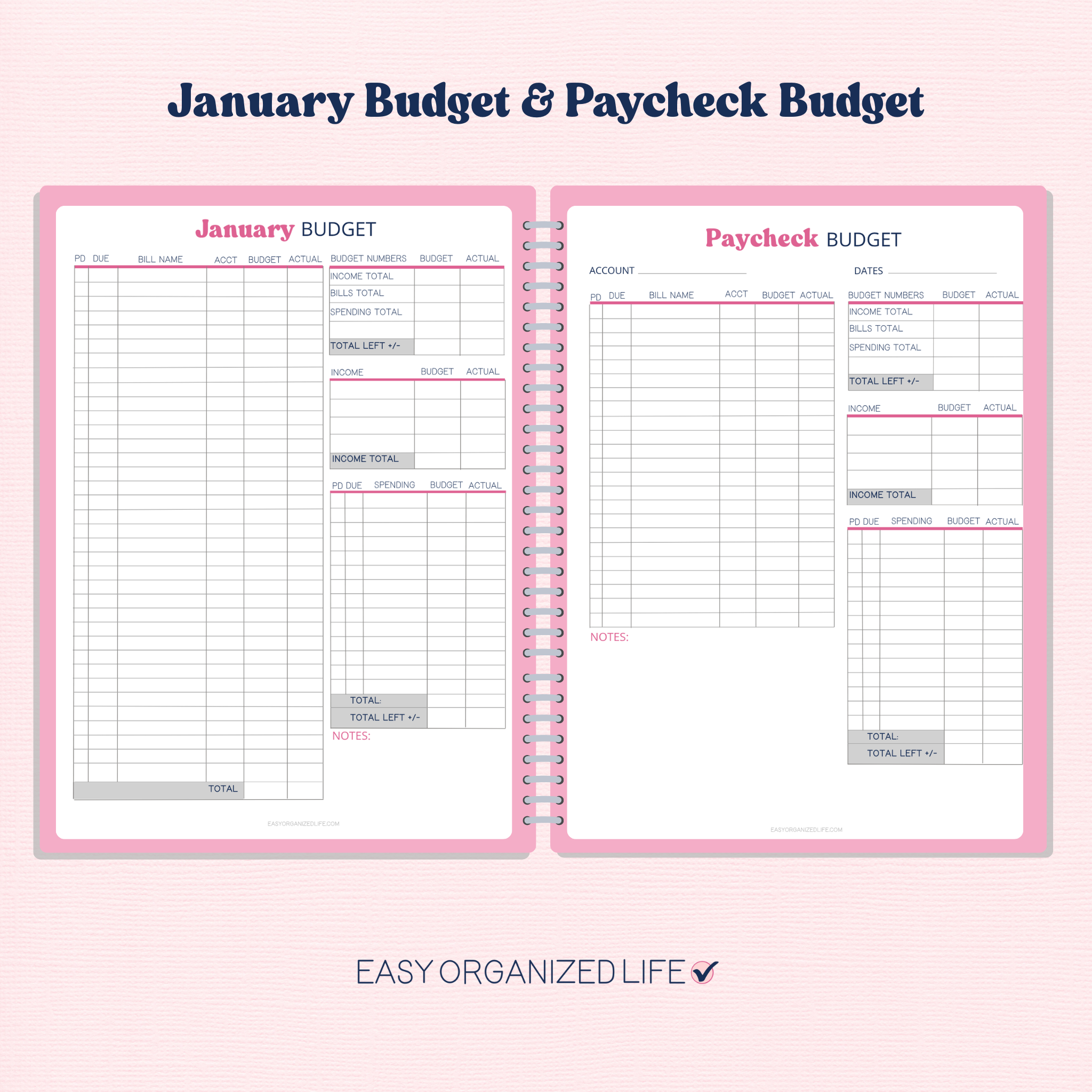 2026 Hourly & Paycheck Budget Planner Bundle