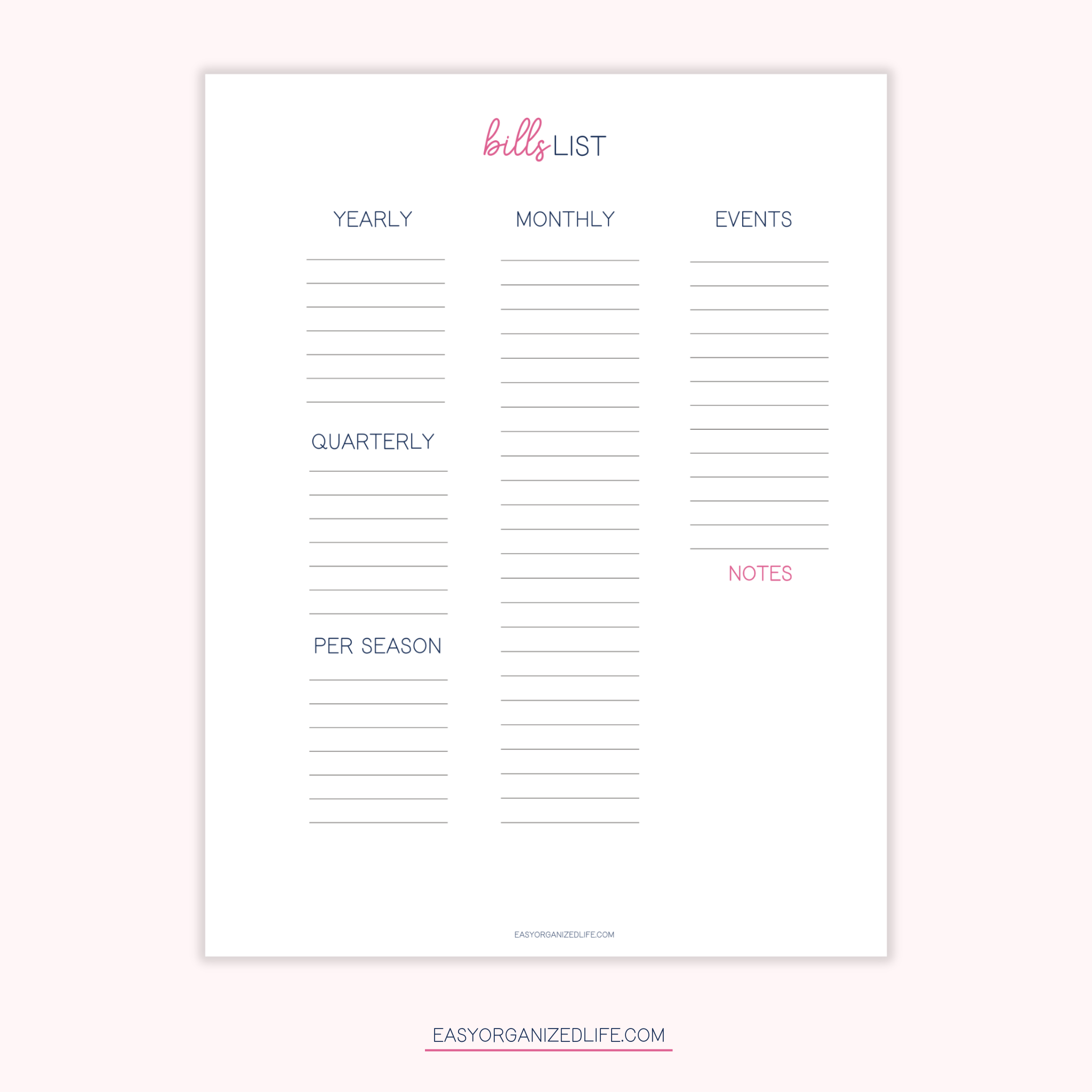 Paycheck Budget Planner | Pink | Printable
