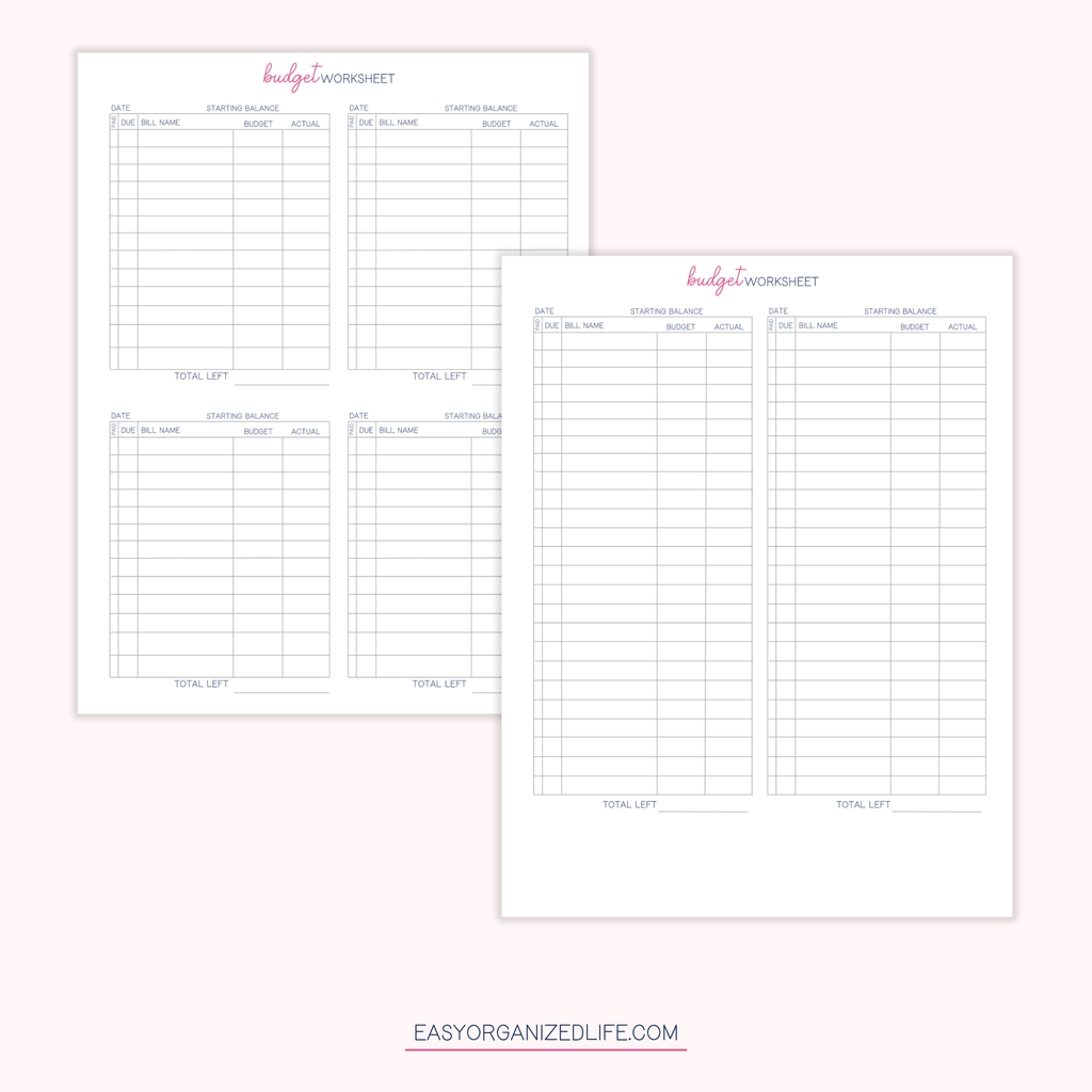 Paycheck Budget Planner | Pink | Printable