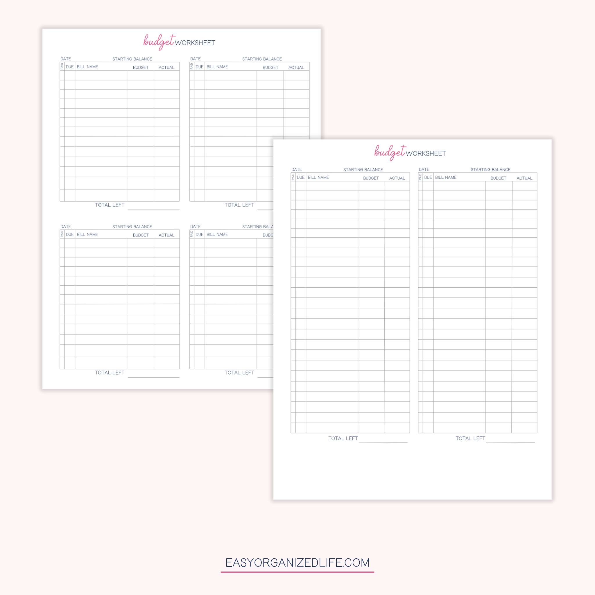 Paycheck Budget Planner | Pink | Printable