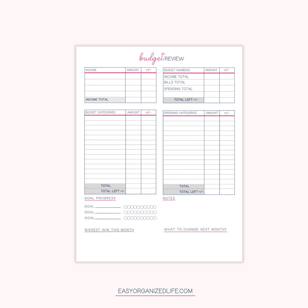 Paycheck Budget Planner | Pink | Printable