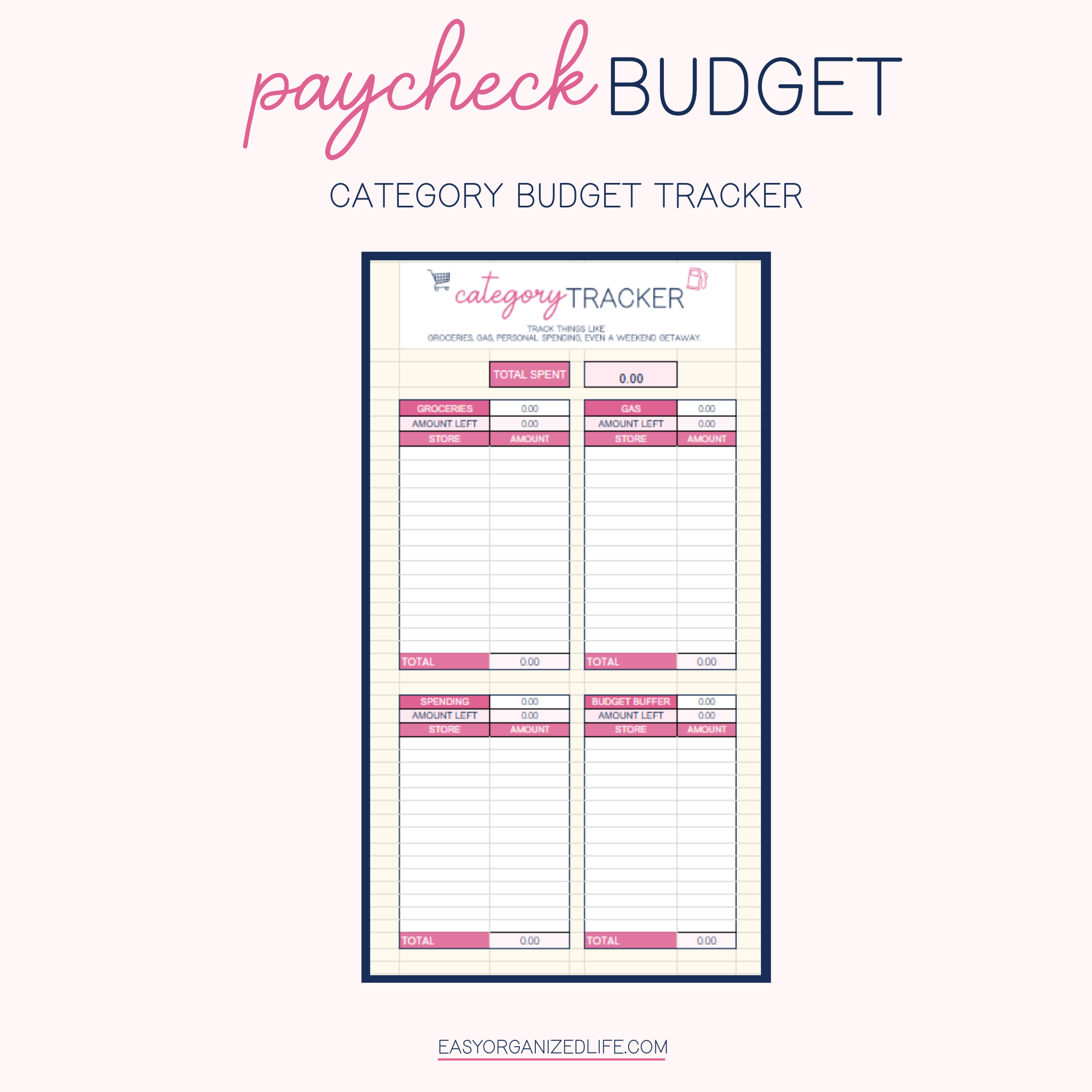 Paycheck and Monthly Budget Workbook | Pink | Online | Google Sheets