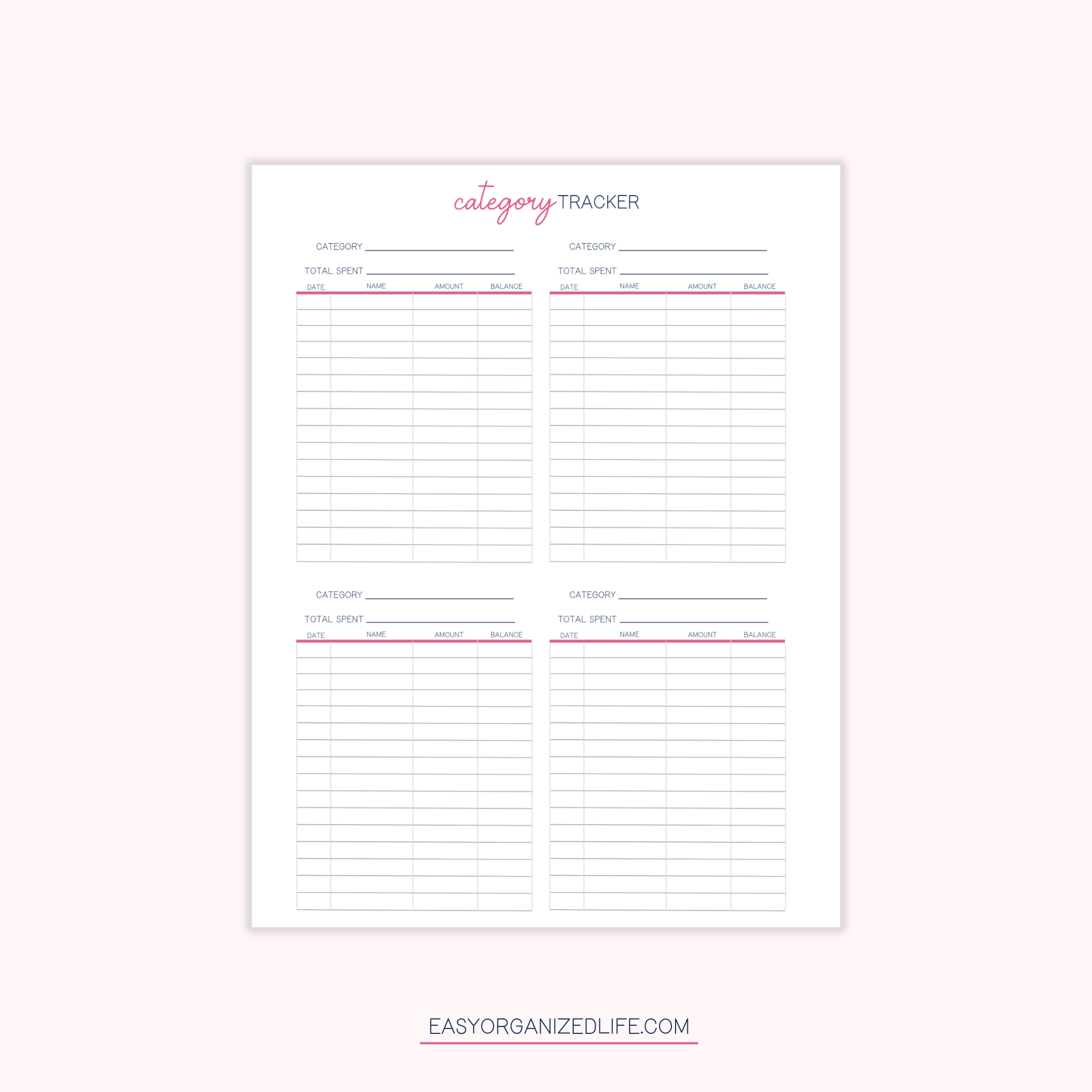 Paycheck Budget Planner | Pink | Printable