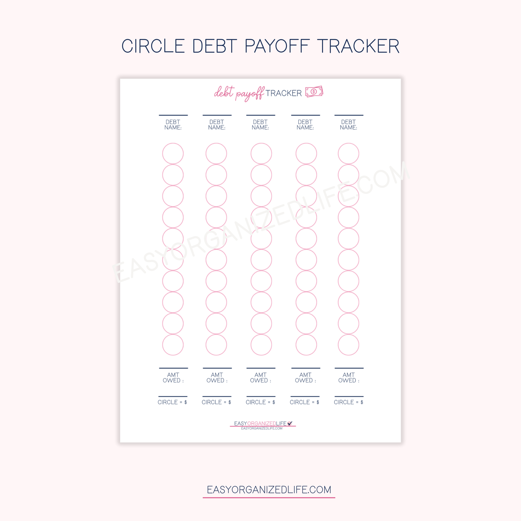 Debt Payoff Tracker | Pink | Printable