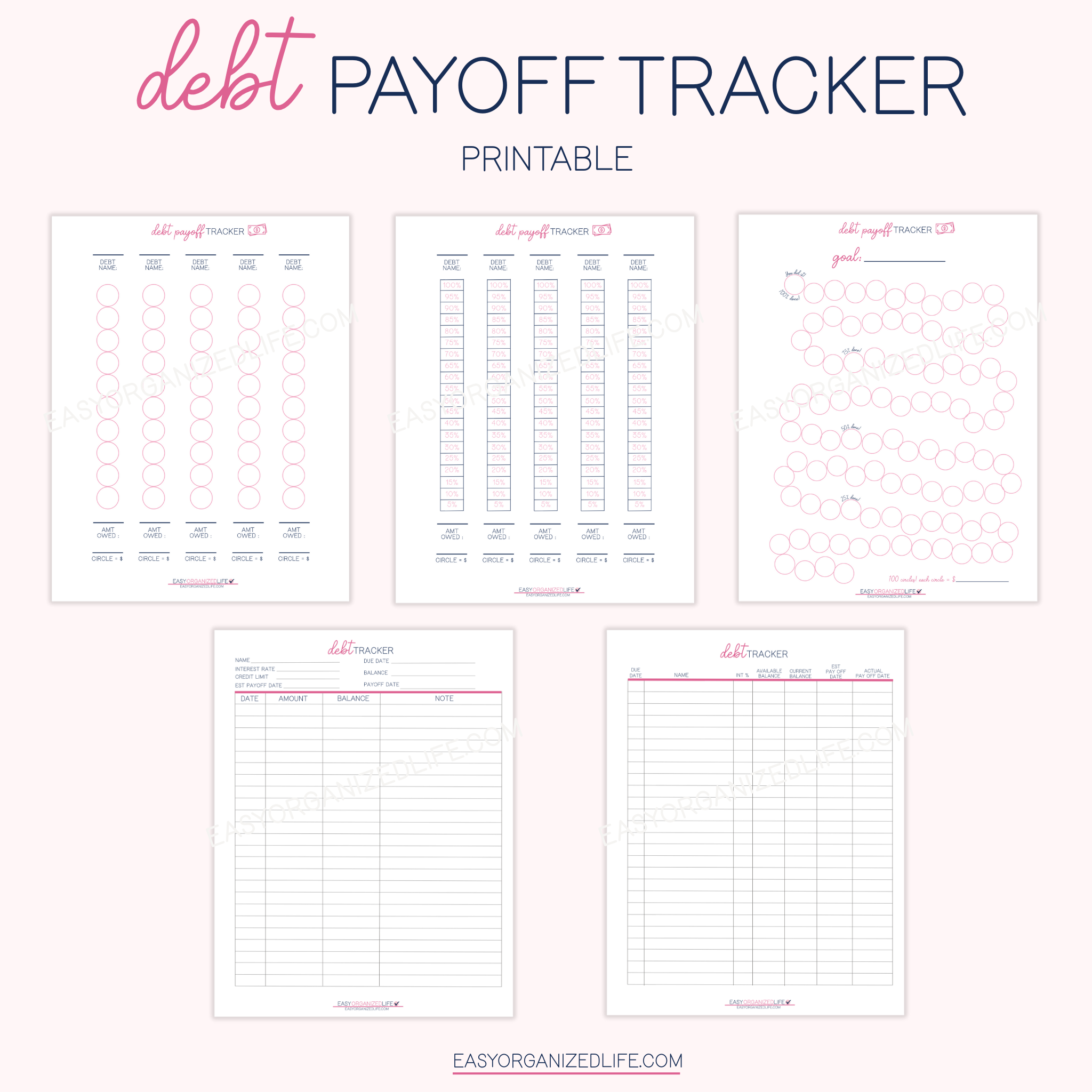 Debt Payoff Tracker | Pink | Printable