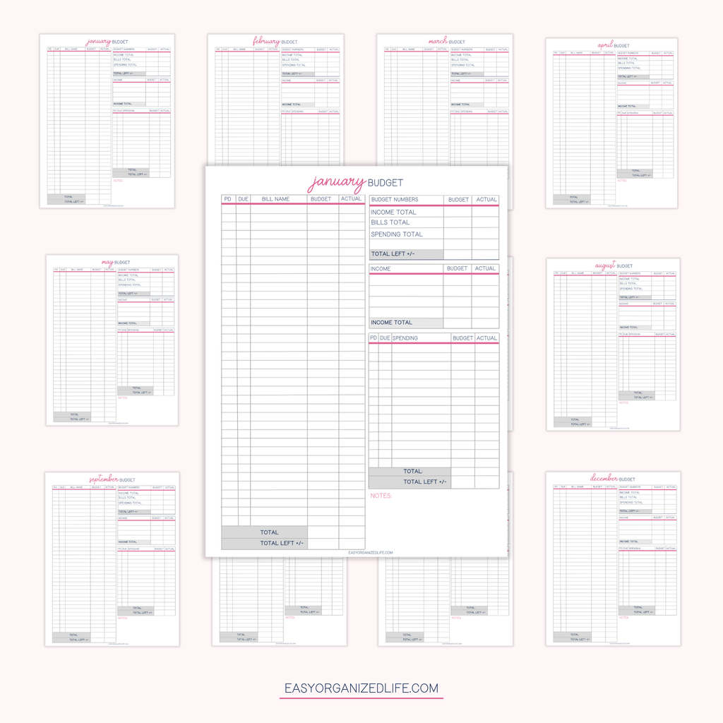 Paycheck Budget Planner | Pink | Printable
