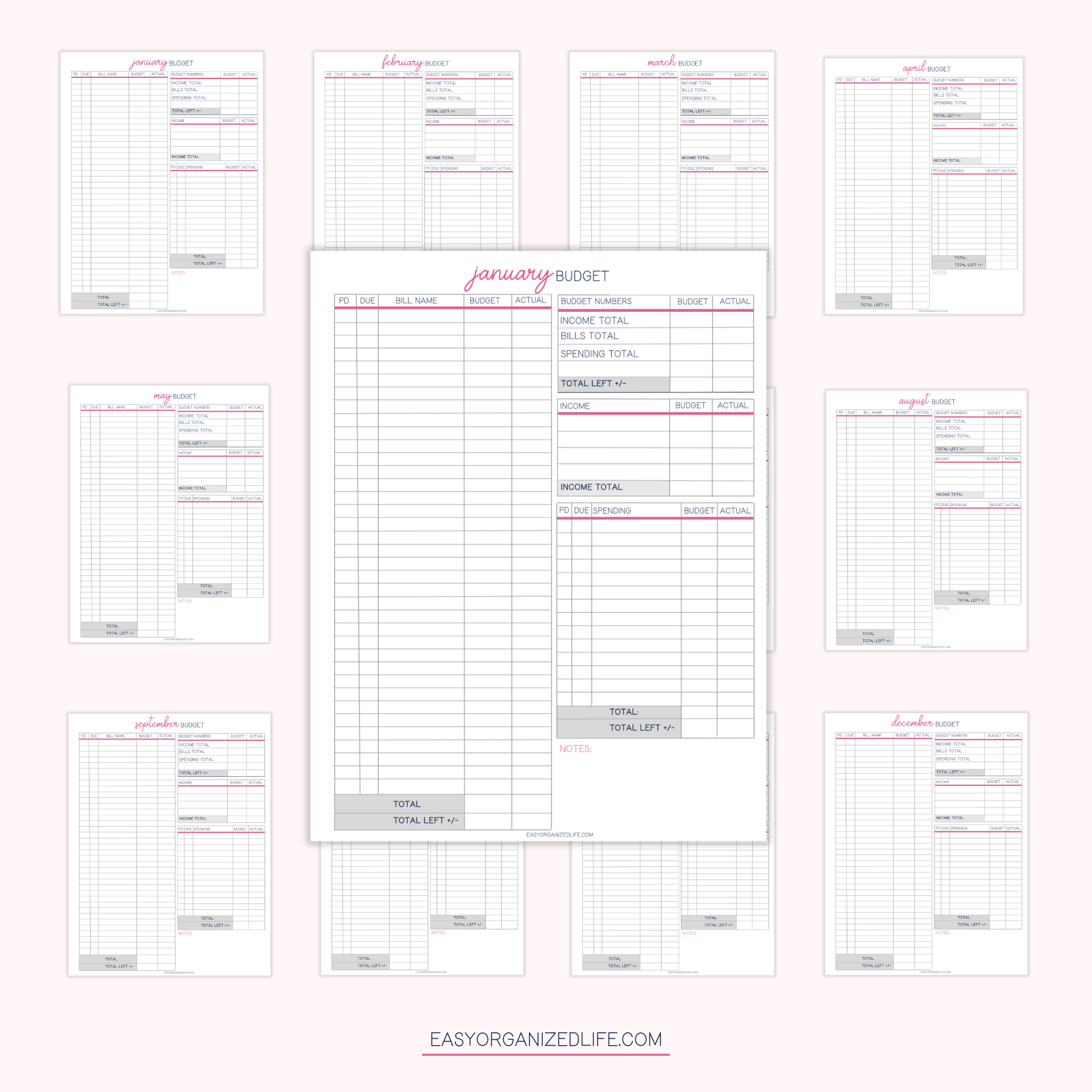 Paycheck Budget Planner | Pink | Printable