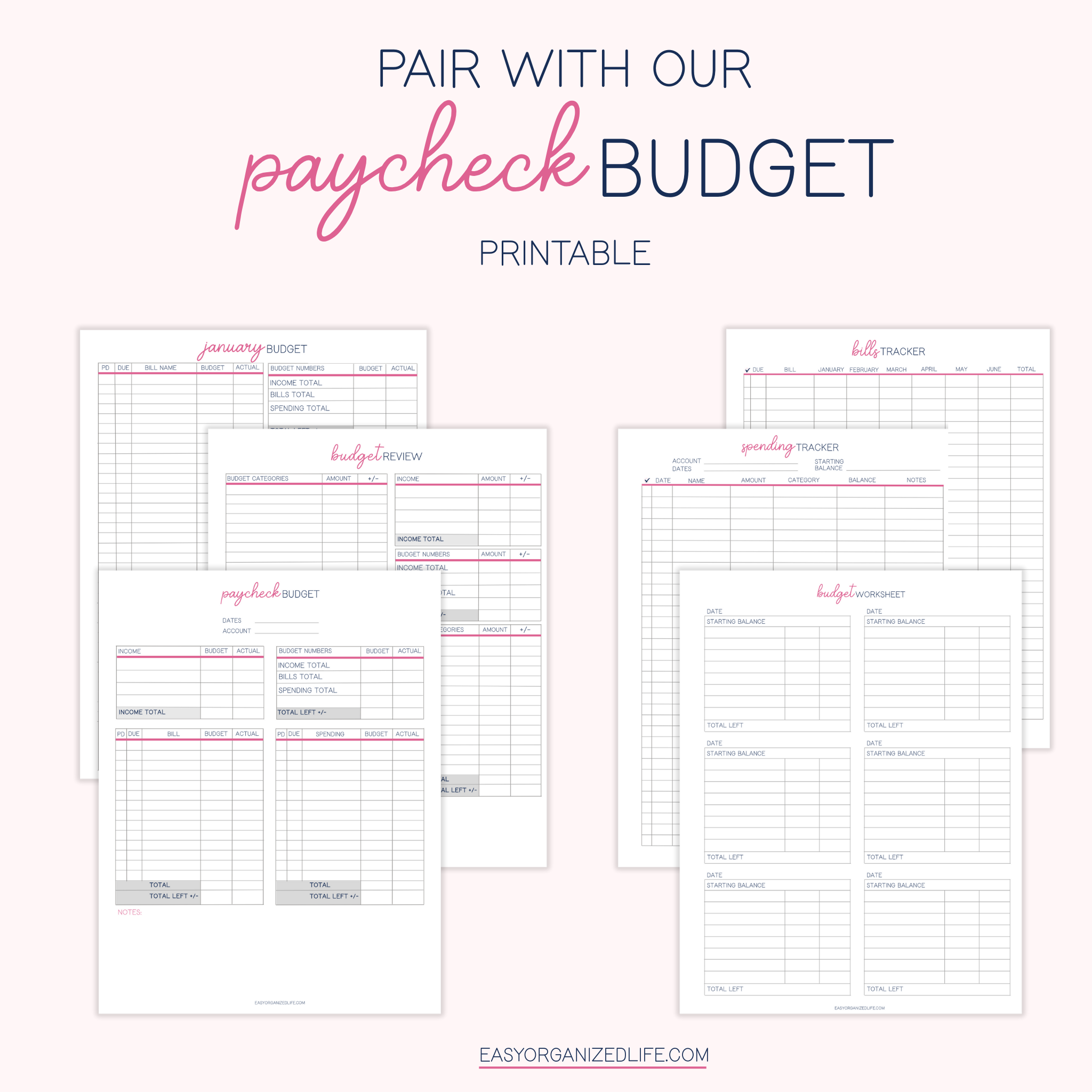 Paycheck and Monthly Budget Workbook | Pink | Online | Google Sheets
