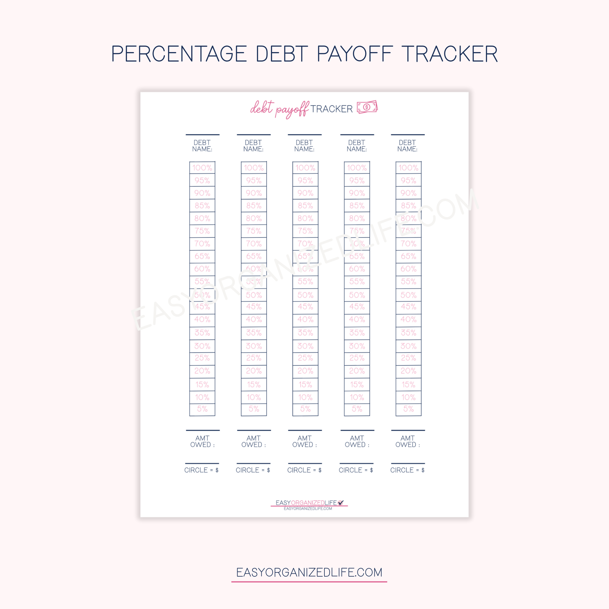 Debt Payoff Tracker | Pink | Printable