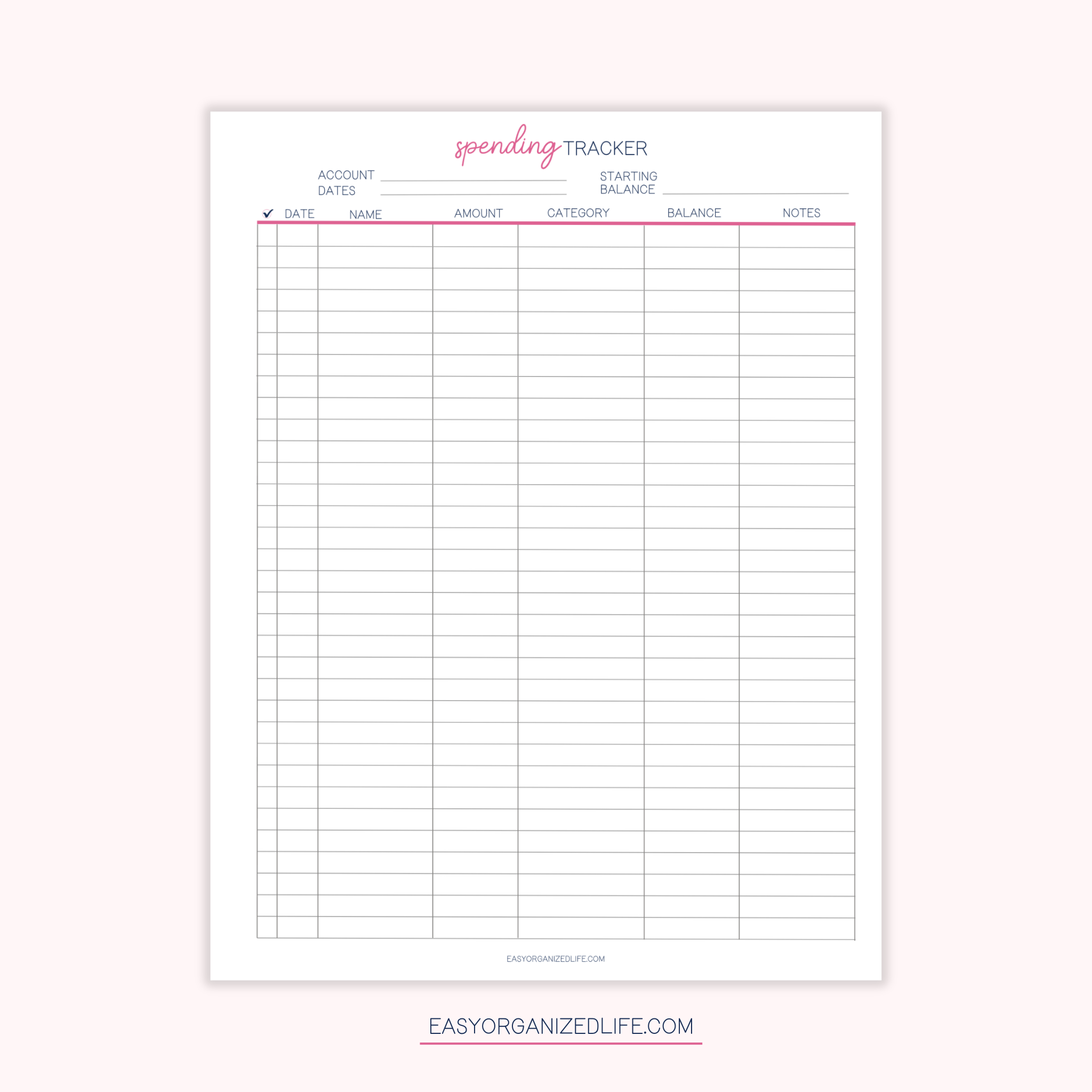 Paycheck Budget Planner | Pink | Printable