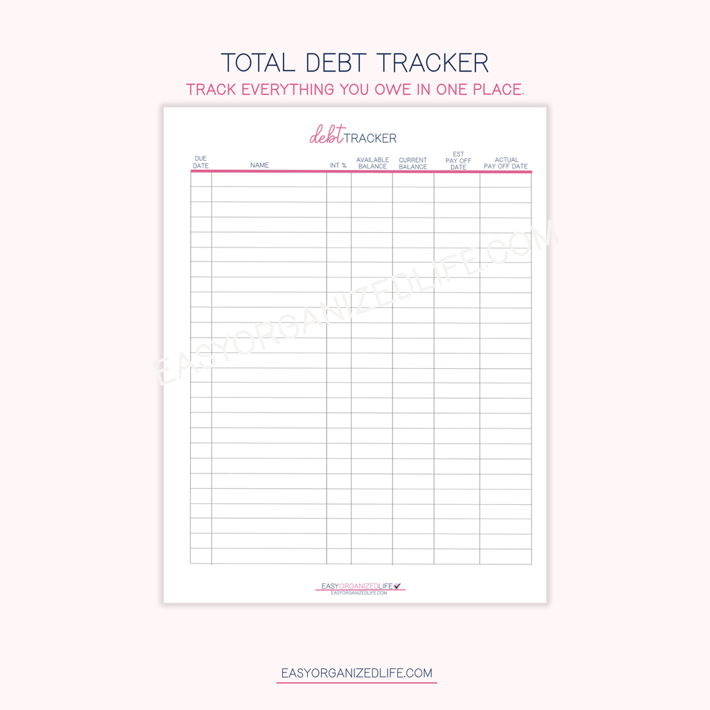 Debt Payoff Tracker | Pink | Printable